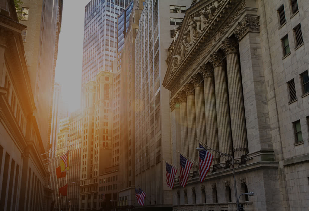 New York Stock Exchange Building at Sunset